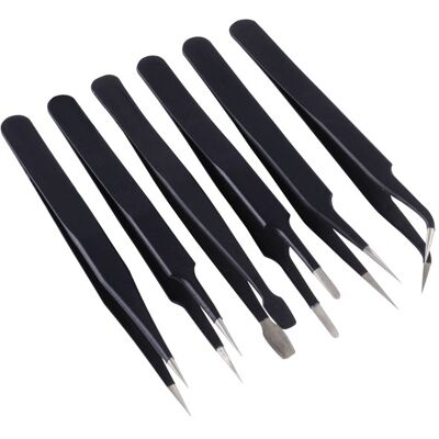 Quadrios 23EC157 Tweezers Set Antistatic ESD Stainless Steel 6-Piece Quadrios 23EC157 Tweezers Set Antistatic ESD Stainless Steel 6-Piece