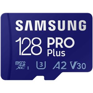 SAMSUNG PRO PLUS microSD card 180MBs U3, V30, A2, with adapter 128GB