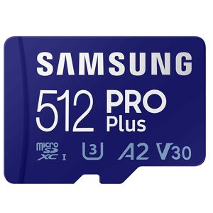 SAMSUNG PRO PLUS microSD card 180MBs U3, V30, A2, with adapter 512GB