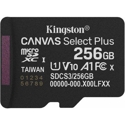 Kingston Canvas Select Plus MicroSD 150MBs Class 10 256GB with Adapter Kingston Canvas Select Plus MicroSD 150MBs Class 10 256GB with Adapter