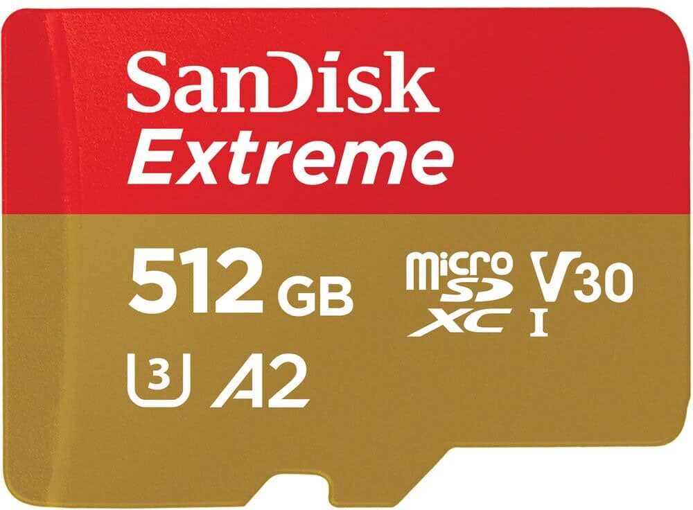 Sandisk Extreme microSDXC 190MBs UHSI U3 V30 with Adapter 512GB