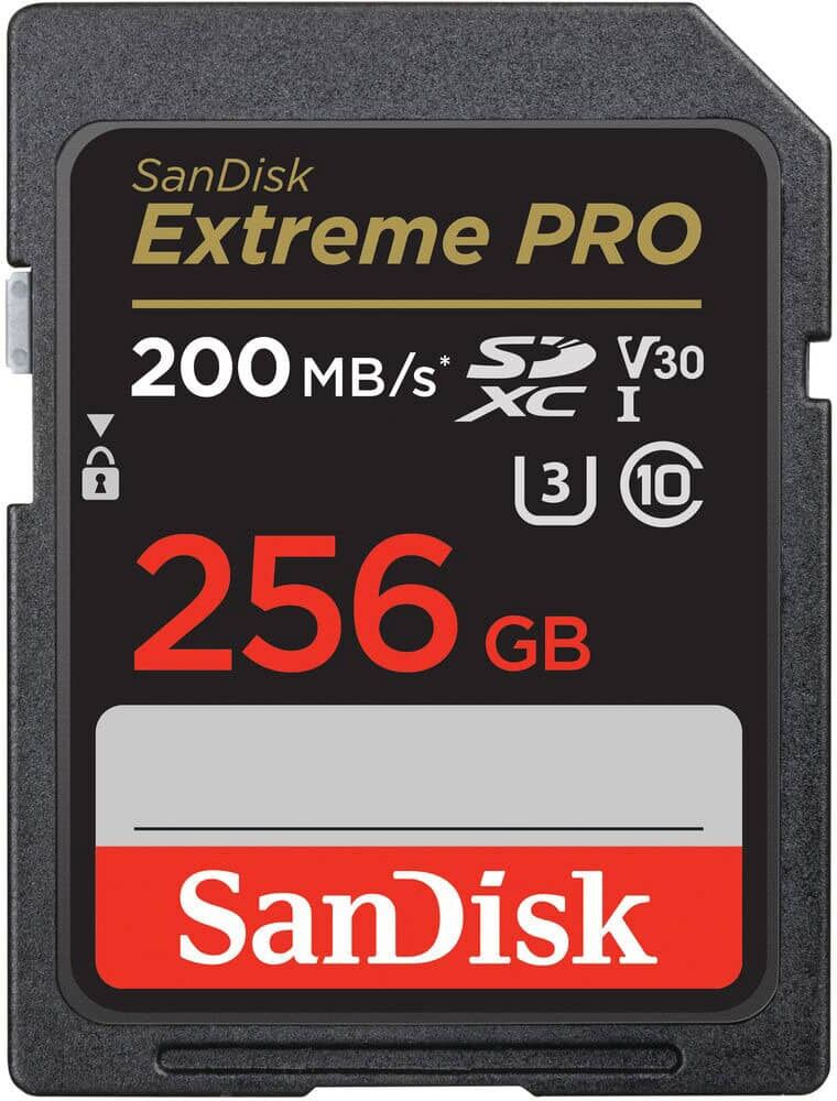 Sandisk Extreme PRO SDXC card 200MBs UHSI U3 V30 256GB