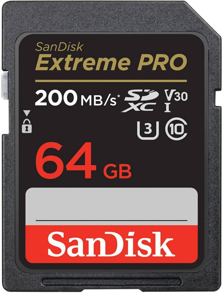 Sandisk Extreme PRO SDXC card 200MBs UHSI U3 V30 64GB