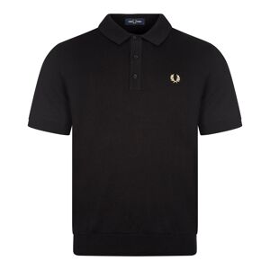 Fred Perry Short Sleeve Knitted Polo Shirt - Black  - Black - male - Size: XX-Large