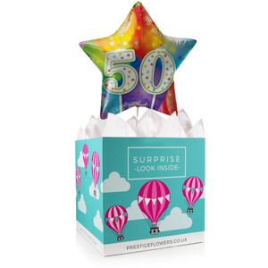 Prestige Hampers 50th Birthday Surprise - Balloon in a Box Gifts - Birthday Balloon Gifts - 50th Birthday Balloons - Balloon in a Box Gift Delivery