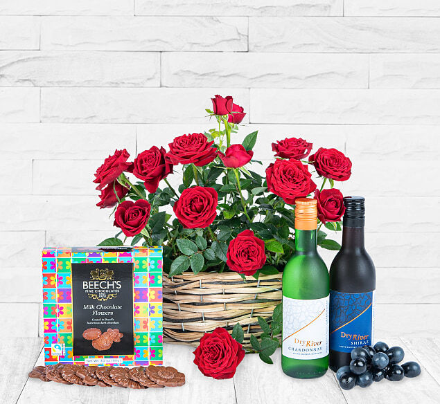 123 Flowers Red Rose & Wine