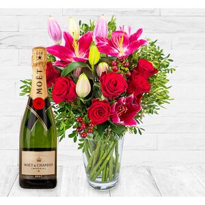 123 Flowers Red Rose & Lily & Moet 75
