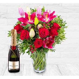 123 Flowers Red Rose & Lily & Moet 37.5