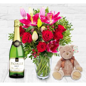 123 Flowers Red Rose & Lily Fizz Bundle