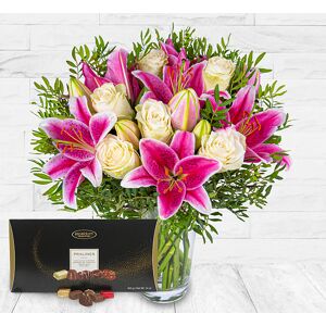 123 Flowers Classic Roses and Lilies Cocoa Gift