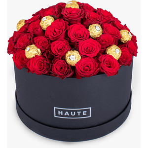 Ferrero Rose Hat Box - Hat Box Roses - Red Roses Hat Box - Luxury Red Roses - Red Roses - Haute Florist