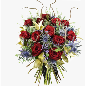 Haute Florist Luxury Roses and Willow - Luxury Valentine's Flowers - Valentine's Day Flowers - Valentine's Roses - Red Roses