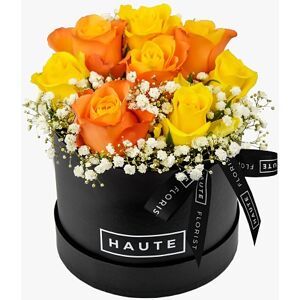 Haute Florist Sunset Supreme - Mini Hat Box Flowers - Hat Box Flower Delivery - Flowers in a Hat Box - Luxury Hat Box Flowers - Hat Box Flowers