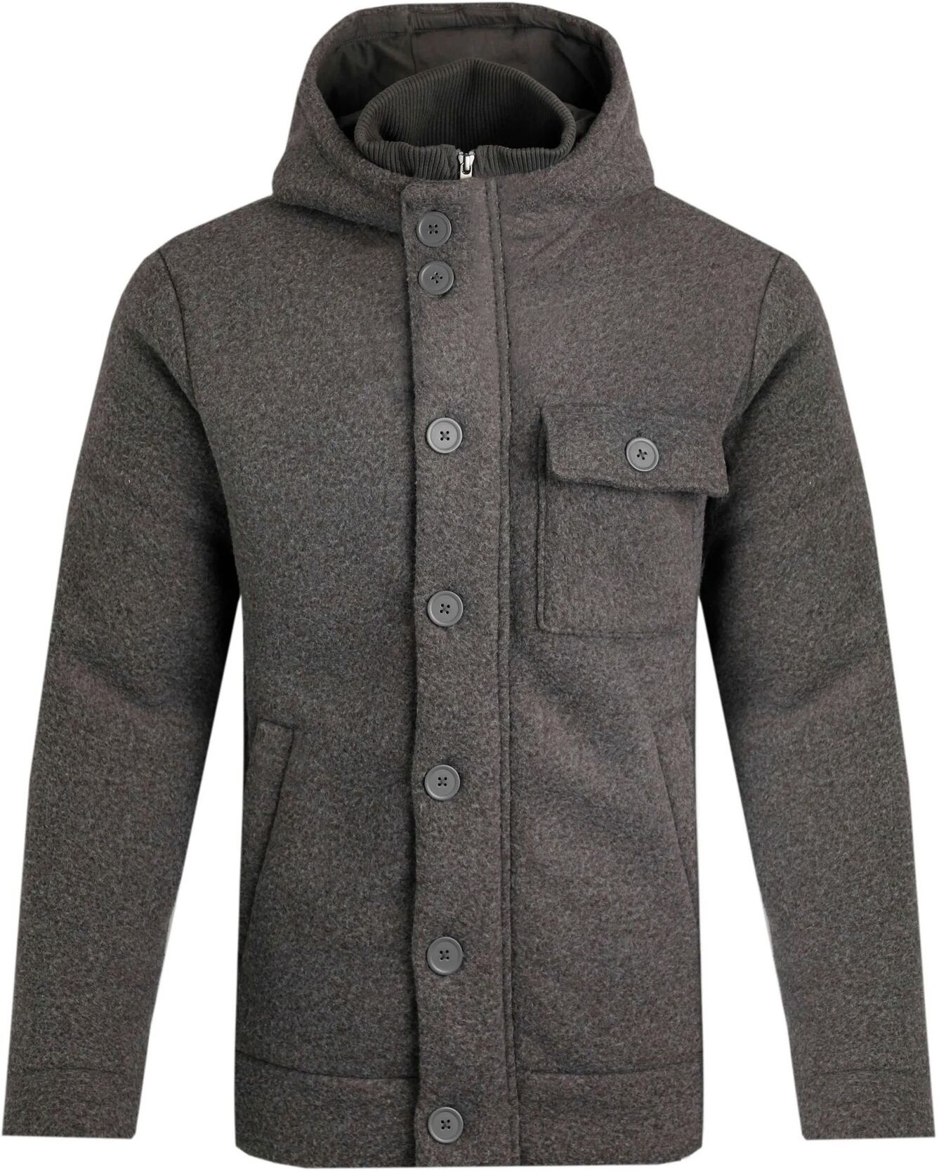 Weird Fish Fairfield Button Front Fleece Jacket Dark Grey Size S - men men all-mens men coats-jackets men coats-jackets jackets men coats-jackets rainwear men fleeces offers all-offers offers mens-offers sale all-sale sale mens