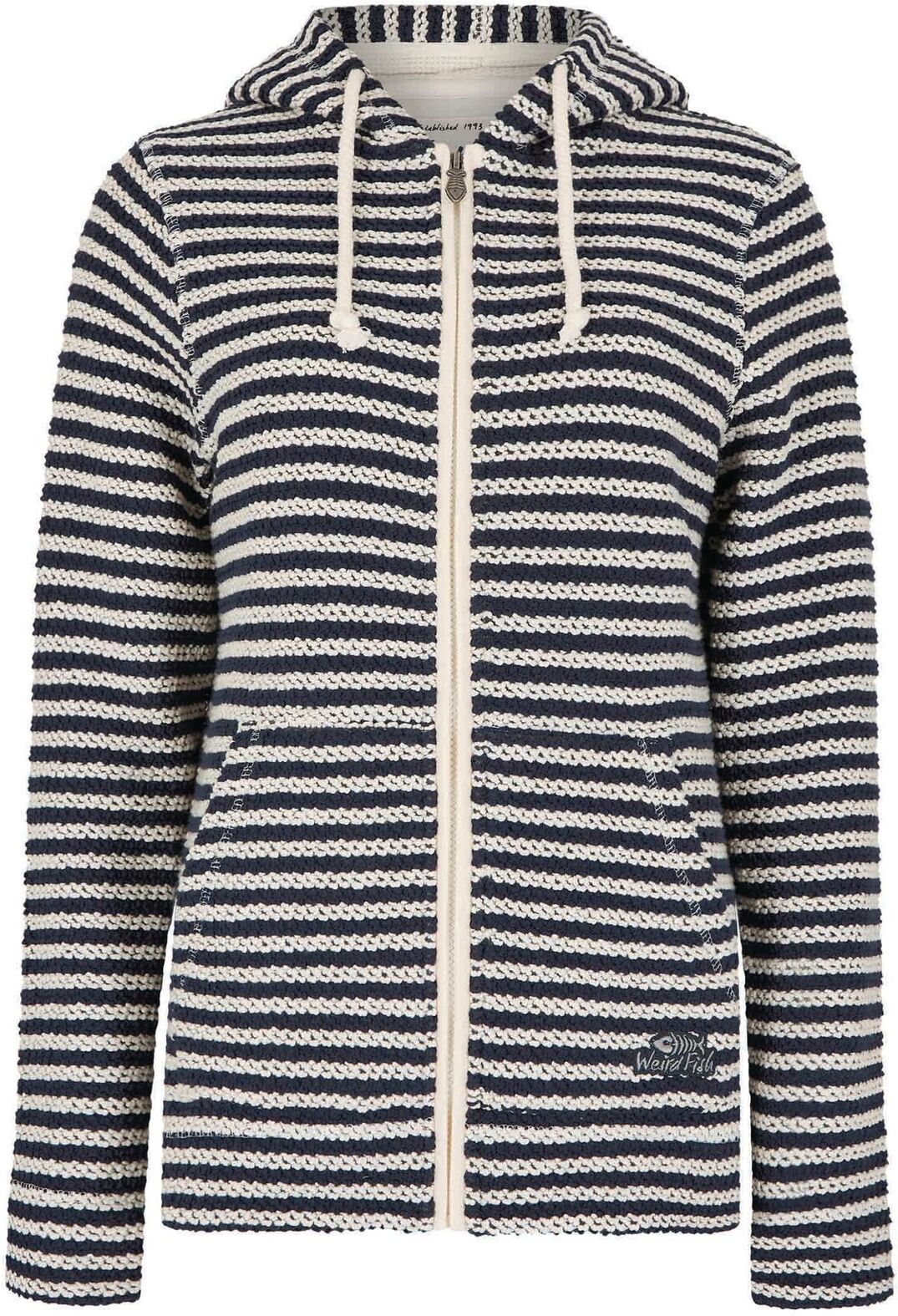 Weird Fish Fisher Full Zip Stripe Eco Macaroni Hoodie Ecru Size 20 - new-arrivals macaroni new-arrivals walkies-collection sale all-sale sale womens women women all-womens women sweatshirts-hoodies women sweatshirts-hoodies macaroni-sweatsh