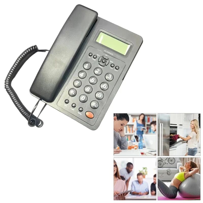 Desk Corded Telephone with Display Adjustable Volume Speakerphone Calculator