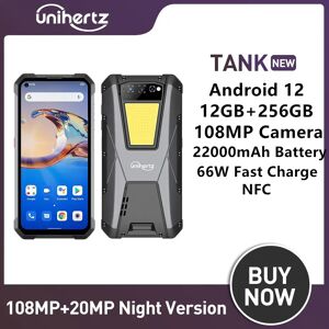 Unihertz TANK Rugged Smartphones Octa Core 12GB+256GB 22000mAh 108MP Camera Night Vision Android 12 Unlocked Mobile Phone NFC