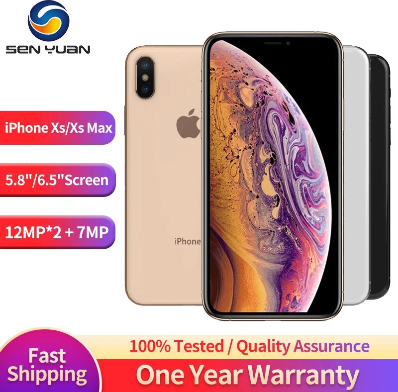 Apple iPhone XS 5.8"/XS MAX 6.5“” RAM 4GB ROM 64GB/256GB/512GB Smartphone Hexa Core IOS A12 Bionic LTE 4G Unlocked Used Phone