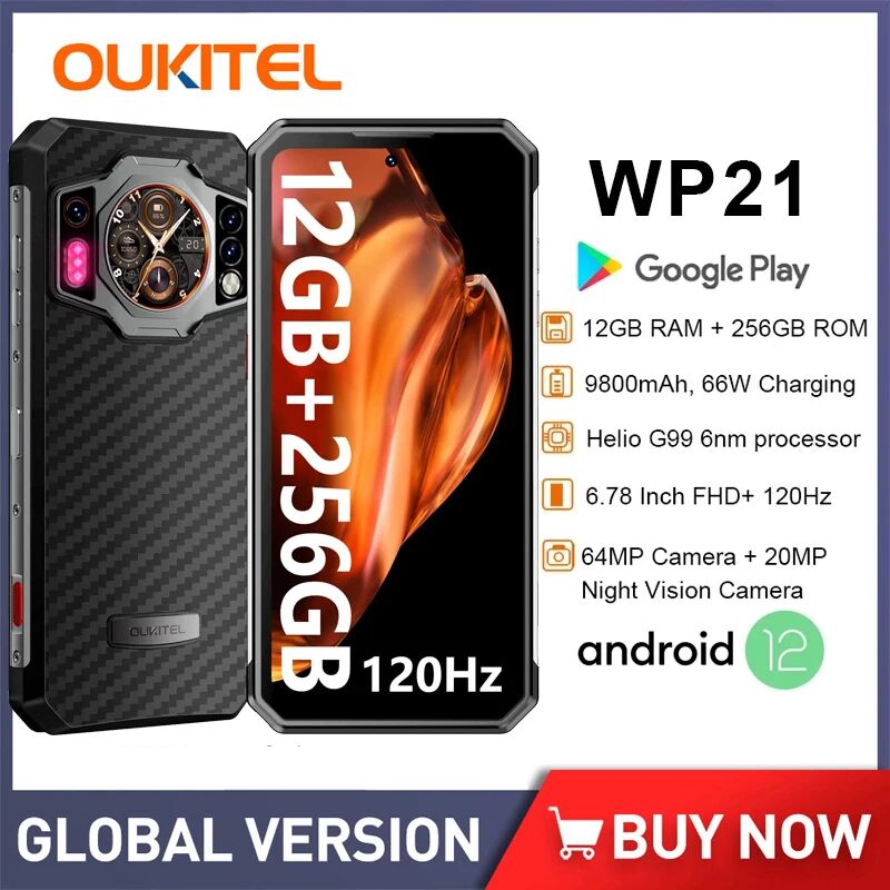 OUKITEL Rugged Smartphone Unlocked Dual Screen Cell Phone 12GB RAM 256GB ROM 9800mAh Battery 66W  Charge Mobile Phone