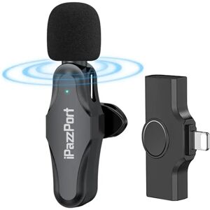 iPazzPort Wireless Lavalier Microphone for iPhone iPad, Plug Play 2.4GHz Lapel Recording Mic Noise Reduction for YouTube TikTok