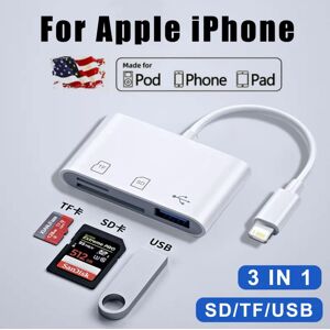 3 In 1 SD TF Card Reader for iPhone 11 12 13 14 Pro Max Mini X XS XR 8 Plus Camera Memory Card OTG Adapter for Apple iPhone iPad