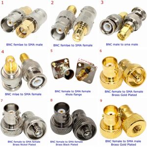 2PCS Q9 BNC To SMA Male Female Disc Straight Connector BNC To SMA Disc for Motorola Walkie-talkie Adapter Coax RF Brass Copper