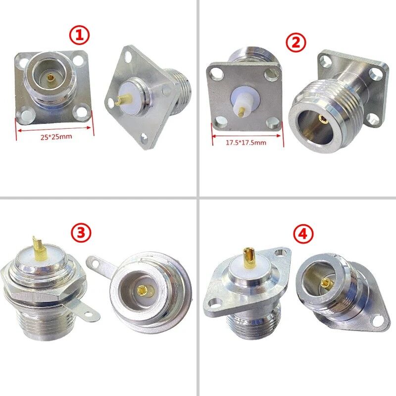 L16 N Type Female Jack 2Hole 4-holes Flange Rhombic Chassis Panel Mount Socket Connector N Female  Delivery Welding Terminal