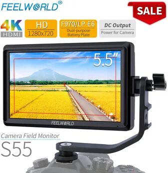 FEELWORLD S55 5.5 inch DSLR Camera Monitor 4K HDMI LCD IPS HD 1280x720 Display Field Monitor 8.4V DC Output for Nikon Sony Canon