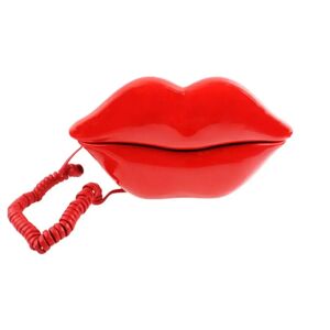Sexy Lip Phone Red Mouth Telephone Wired Novelty Gift Cartoon Shaped Real Corded Landline Home Office Phones Furniture Decor