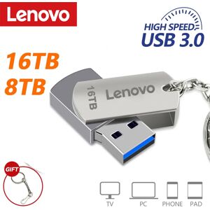 Lenovo 2TB USB Flash Drives Mini Metal Real Capacity Memory Stick Black Pen Drive Creative Business Gift Silver Storage U Disk