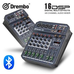 professional X4/6channel Protable digital audio mixer console with DSP effect Sound Card,bluetooth, USB, for DJ PC Recording