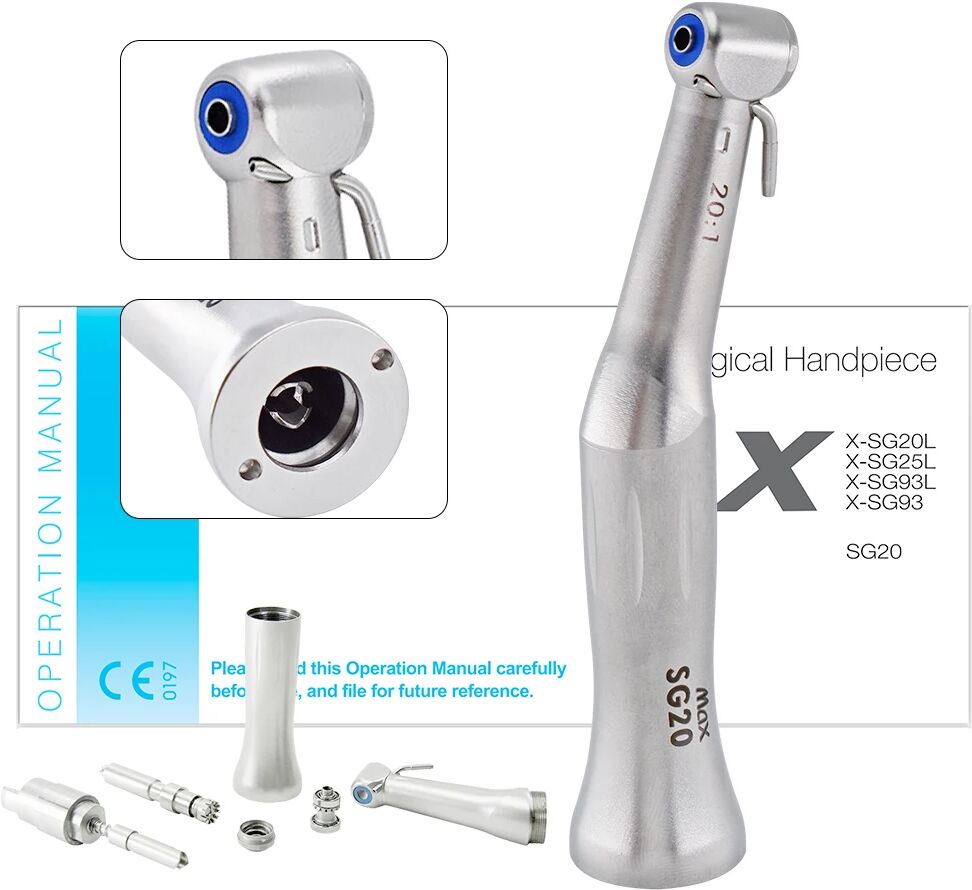 Dental Low Speed Handpiece 20:1 Reduction Implant Surgery Contra Angle Handpiece De MAX SG20 Air Turbine