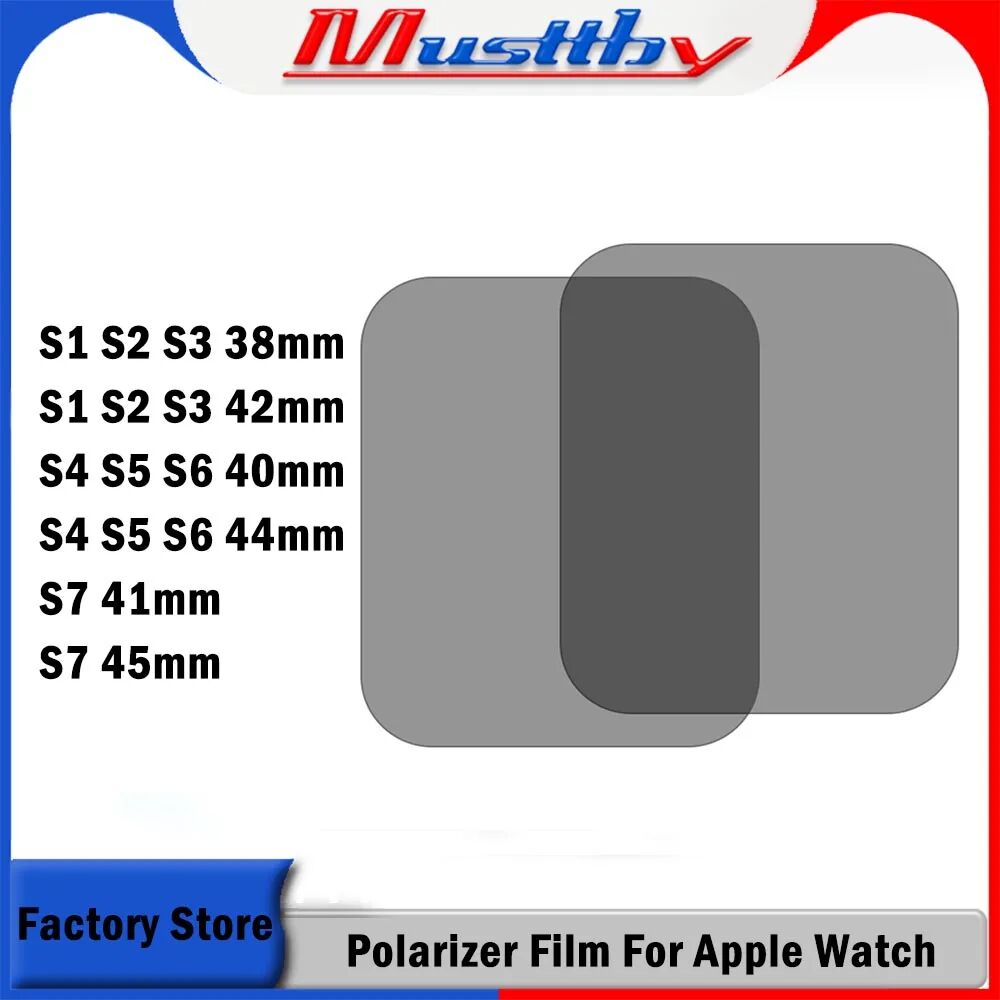 Musttby 10pcs LCD Polarizer Film For Apple Watch Series 7 6 5 4 3 2 38mm 42mm 40mm 44mm Display Touch Screen Repair