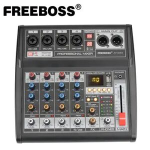 Freeboss AT-04M Portable DC 5V Power Supply Bluetooth USB Interface 4 Channel 16 Effect PC record Sound Card Audio Mixer Console