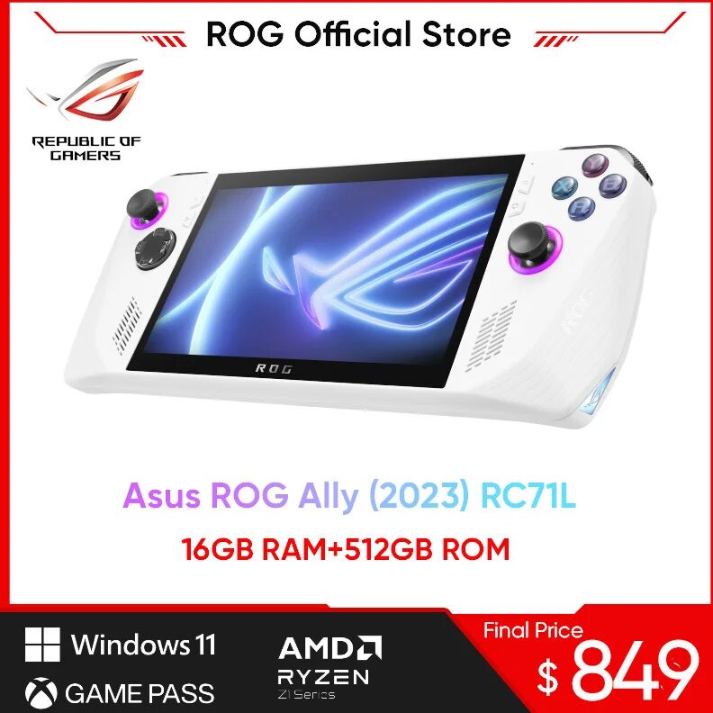 Asus ROG Ally (2023) RC71L Ryzen Z1 Extreme Handheld Game Player Game Console 7 Inch 120Hz IPS Retro Video Games For windows 11