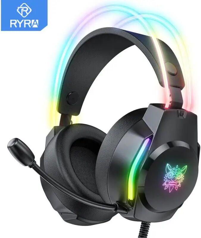 RYRA Gaming Headphones 3.5mm Wired Earphones RGB Light HD Noise Cancelling Gamer Headset With Microphone For PC Computer Games