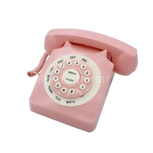 Pink Antique Telephone Old Fashion Retro Landline Phone,Wired Single Line Desktop Telephone for Home Office Hotel,Senior Phones