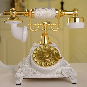 Retro Corded Telephone, Marble Brushed Desktop Lindline Phone, Rotary / Buttons Dial, Caller ID, Backlight for Home/Hotel/Office