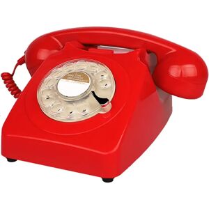 Red Corded Telephone 1930's Old Fashion Retro Telephone Rotary Dial Home Telephone Vintage Landline Phones for Home Office Decor