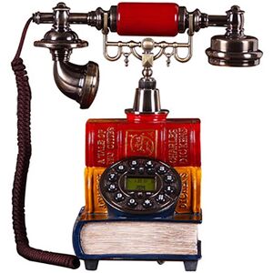 Retro Book Base Landline Phone for Home, Vintage Button Dial Phone Old Fashion Telephone Corded Phone with Hands Free, Caller ID