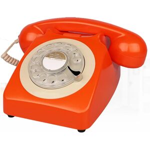 Orange Retro Phone Old Style Rotary Dial Telephones 1960'S Classic Landline Desk Telephone Corded Landline Phone for Home Office