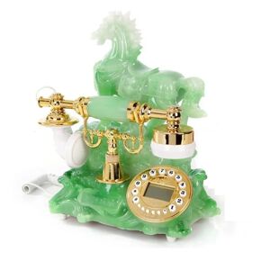 Novelty Decorative Telephone Corded Horse Shape Landline Telephones Green Jade Imitated Old Fashion Phones Gift For Business