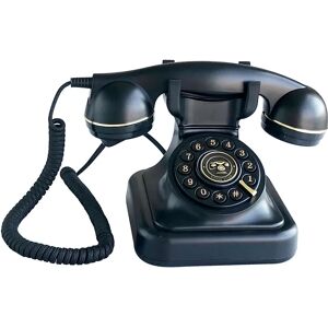 Corded Landline Home Phone, Black Retro Style Vintage Plastic Telephone Desktop Landline Telephone Fixed Antique Telephone