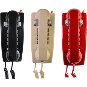 Vintage Wall Mounted Corded Phone with Indicator Home Office Hotel Retro Push Button Landline Telephone Decoration Red