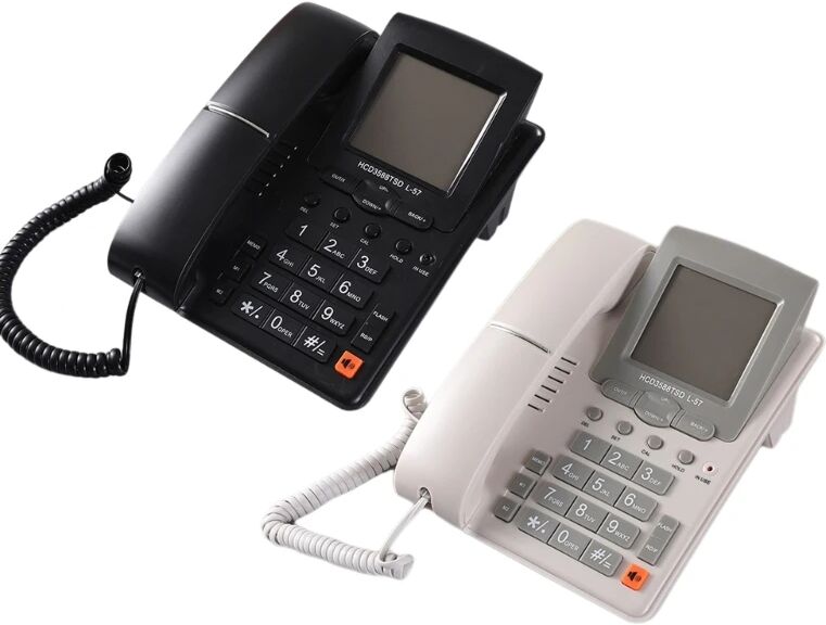 Corded Landline Phone DTMF/FSK Two-line OperateMute/ LCD Display Hold Redial Hands Free/Calculator Telephone