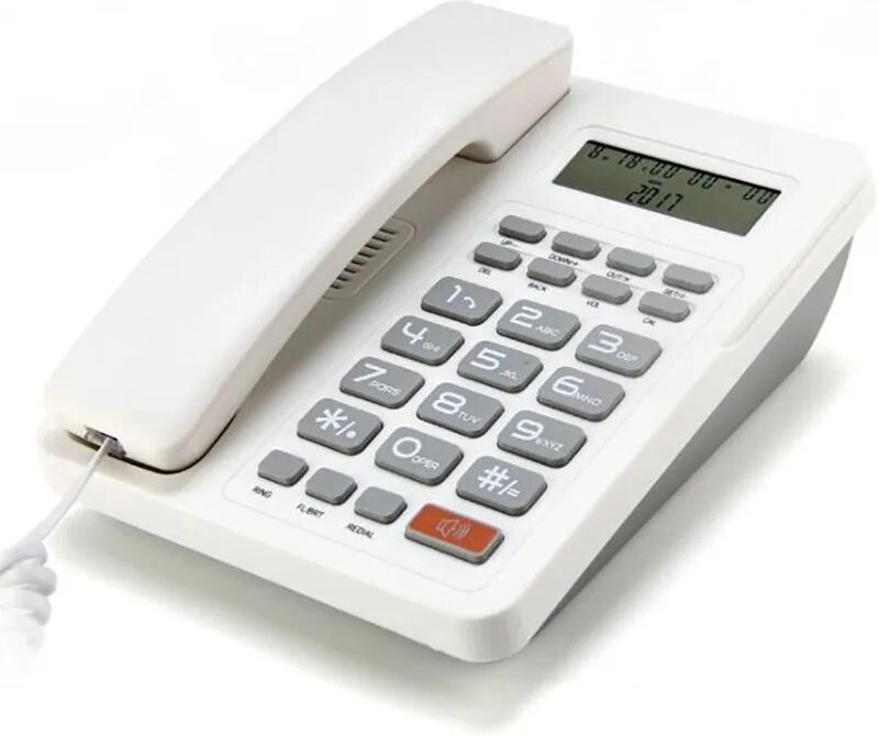 Desktop Corded Telephone Landline Phone with Calculator, Hands-Free Dialing, LCD Display, Adjustable Volume & LCD Brightness