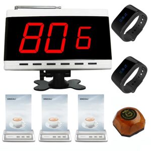 SINGCALL Calling System Bell Wireless Service 1 LED Number Display 2 Watch Receivers 3 Menu Buttons 1 Calling Pager