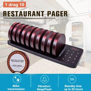 Restaurant Pager Guest Paging Wireless Calling System 10 Vibrator Coaster Buzzer Beeper Receivers For Coffee Food Truck Bar