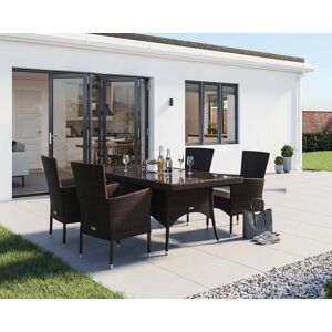Cambridge 4 Rattan Garden Chairs & Rectangular Dining Table Set in Brown - Cambridge - Rattan Direct Cambridge 4 Rattan Garden Chairs & Rectangular Dining Table Set in Brown - Cambridge - Rattan Direct