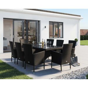 8 Seater Rattan Garden Dining Set With Rectangular Dining Table in Black & White - Cambridge - Rattan Direct 8 Seater Rattan Garden Dining Set With Rectangular Dining Table in Black & White - Cambridge - Rattan Direct
